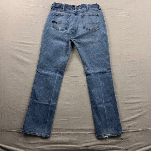 Ariat Rebar M4 Jeans Mens 36x36 Blue Medium Wash Low Rise Bootcut Stretch - Picture 3 of 7